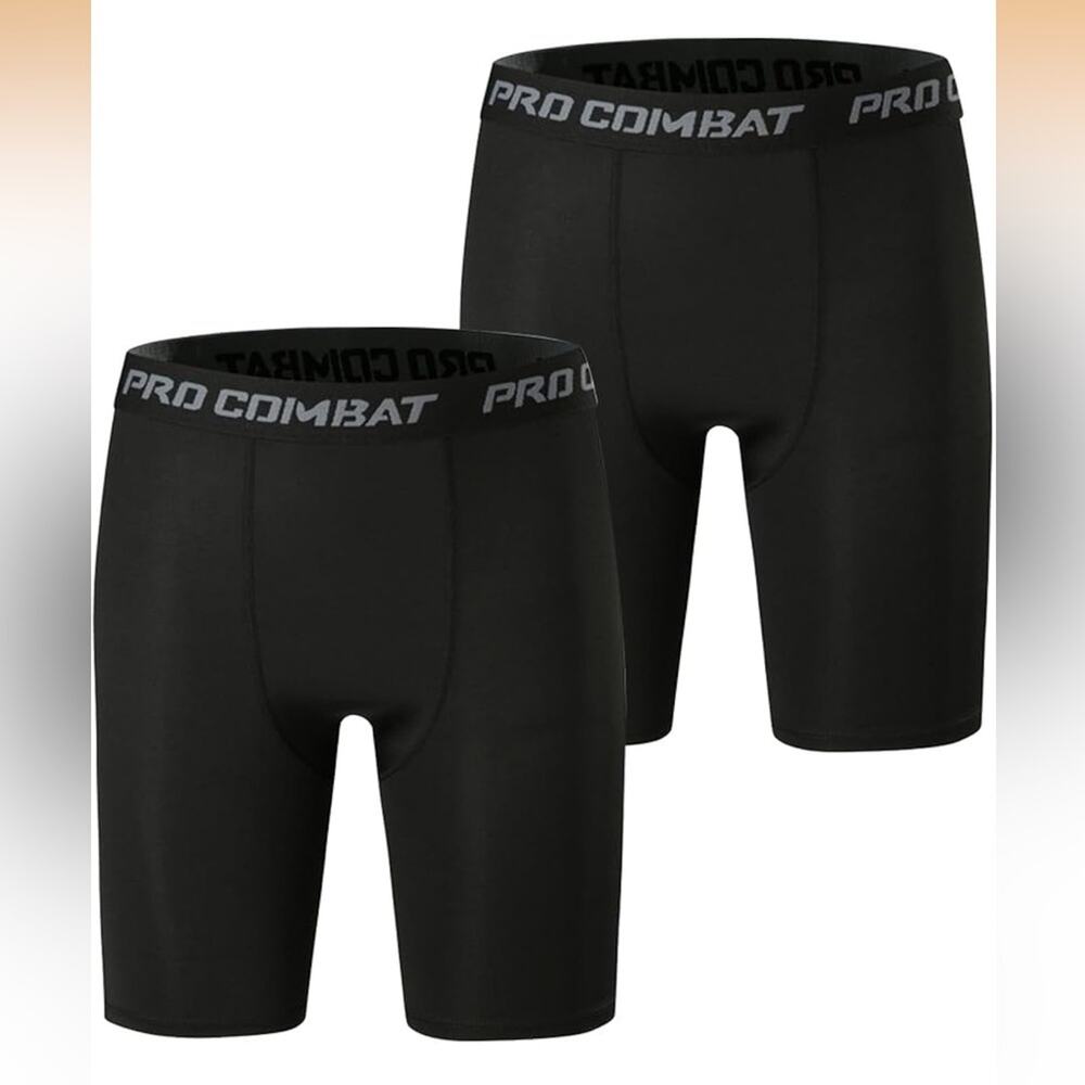 2-PACK Mens Compression Shorts Spandex Sport Athletic‎ Base Layer Black G10